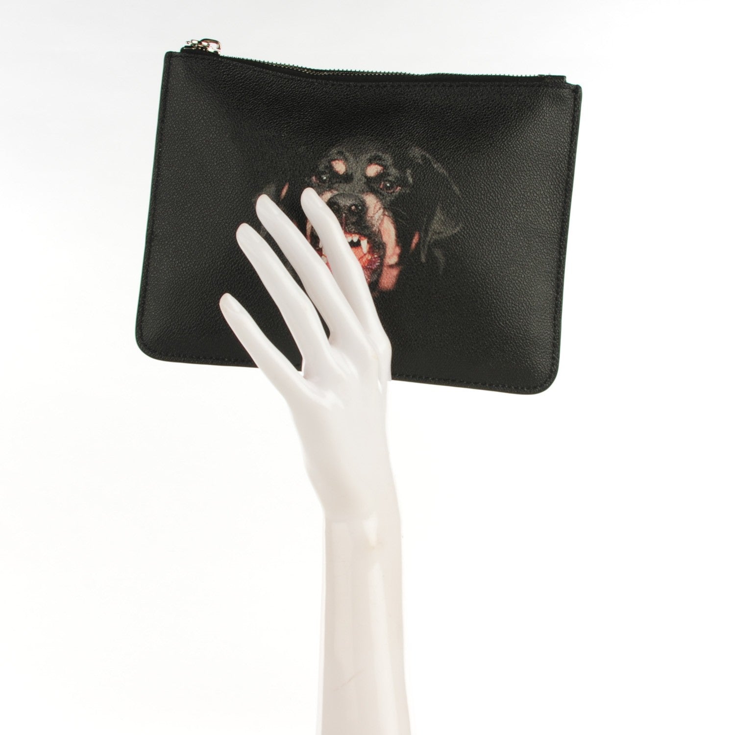 Givenchy Textured Coated Canvas Rottweiler Print Small Cosmetic Pouch Black 2 of 8