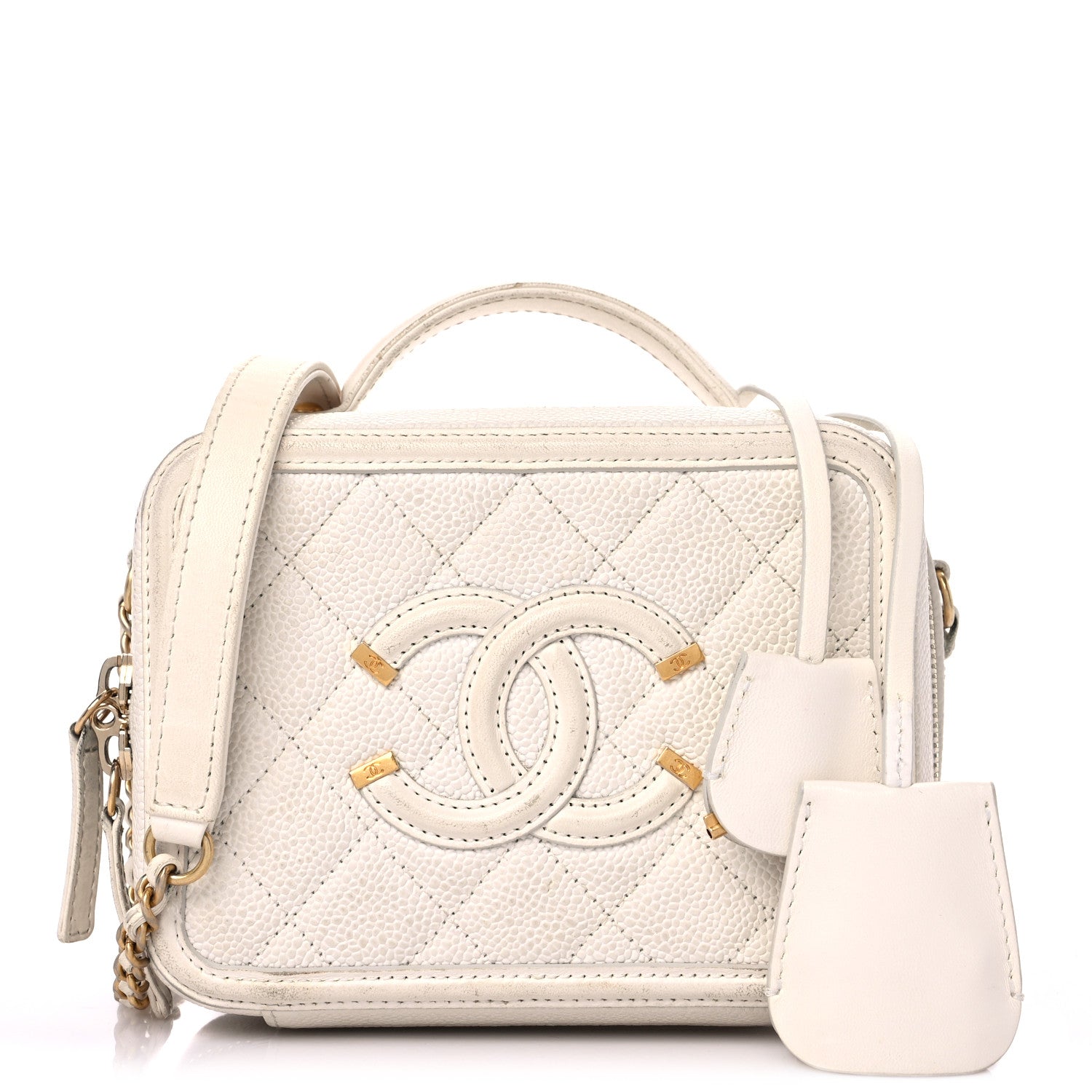 Chanel Caviar Quilted Small CC Filigree Vanity Case White 1 of 26