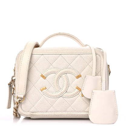 Chanel Caviar Quilted Small CC Filigree Vanity Case White 1 of 26