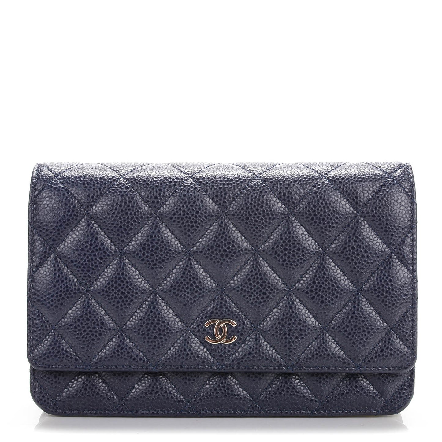 Caviar Quilted Wallet On Chain WOC Navy