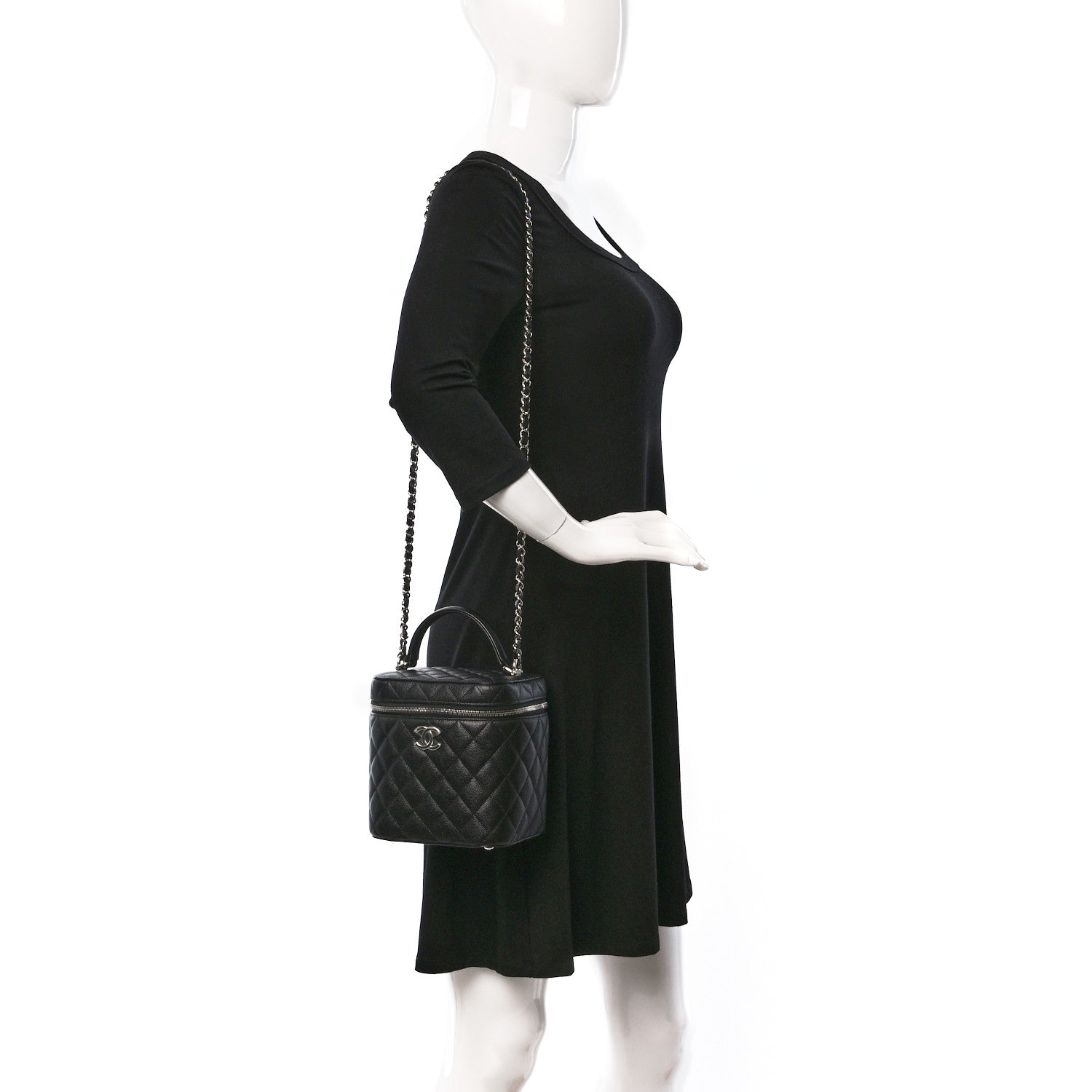 Chanel Caviar Quilted Small Top Handle Vanity Case With Chain Black 2 of 11