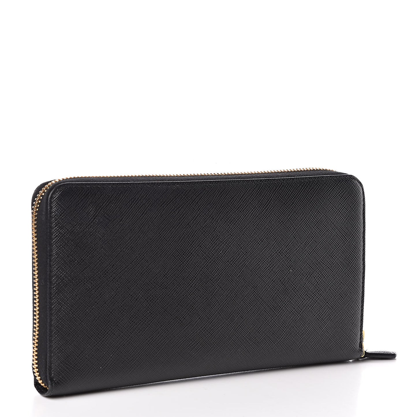 Saffiano Metal Large Zip Around Travel Wallet Black
