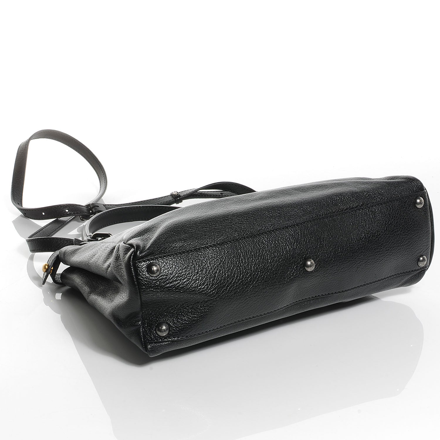 Fendi Goatskin Zucca Medium Peekaboo Iconic Satchel Black Tobacco 4 of 8