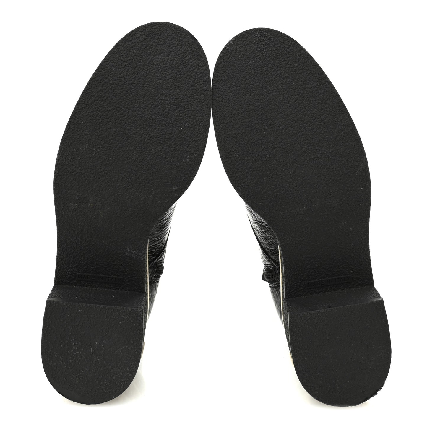 Shiny Crumpled Lambskin Lace Up Combat Boots 37 Black