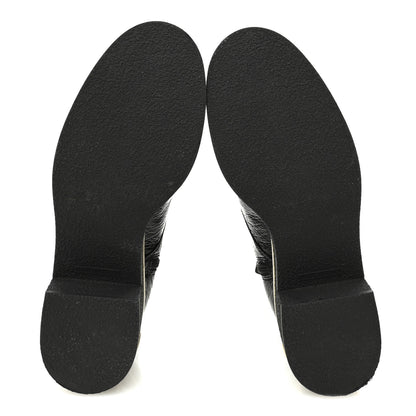 Chanel Shiny Crumpled Lambskin Lace Up Combat Boots 37 Black 6 of 9