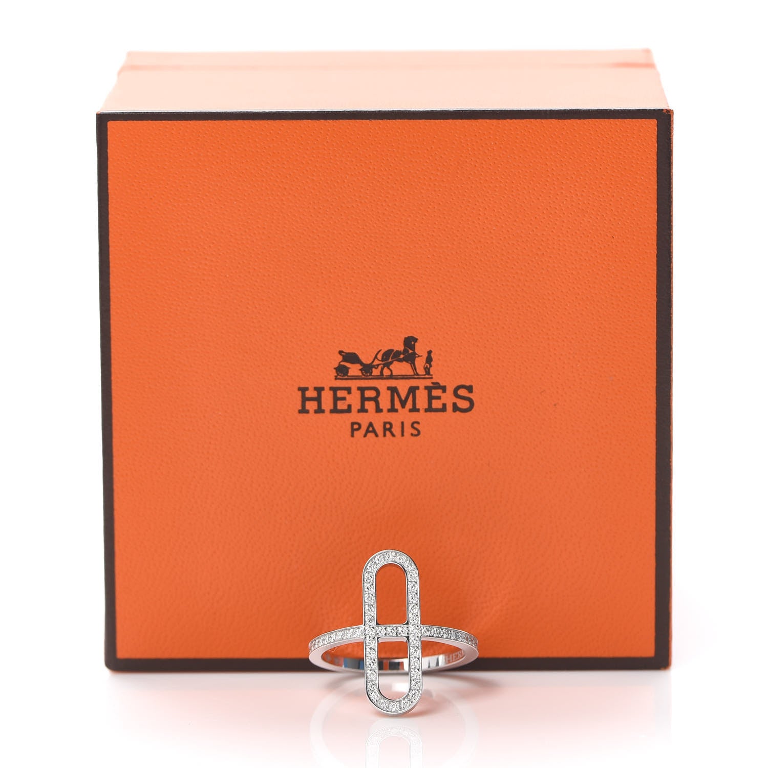 Hermes 18K White Gold Diamond Ever Chaine d'Ancre Ring 51 5.75 8 of 8