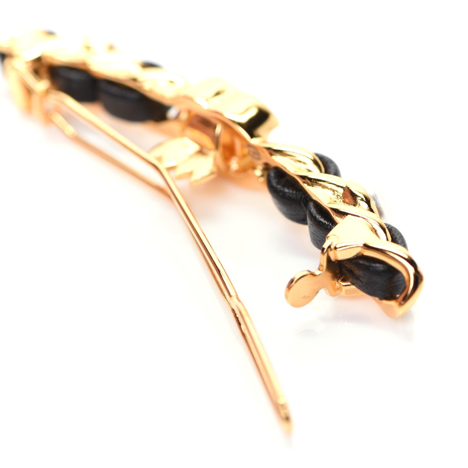 Chanel Pearl Lambskin CC More Is More Hair Clip Black Gold 5 of 8