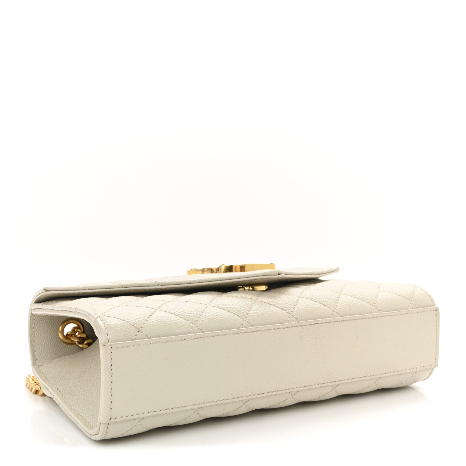 Saint Laurent Grain De Poudre Textured Mixed Matelasse Triquilt Small Monogram Satchel Crema Soft 4 of 11