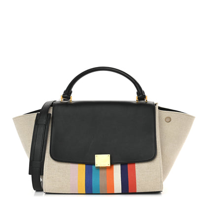 Celine Smooth Calfskin Striped Canvas Small Trapeze Multicolor 1 of 8