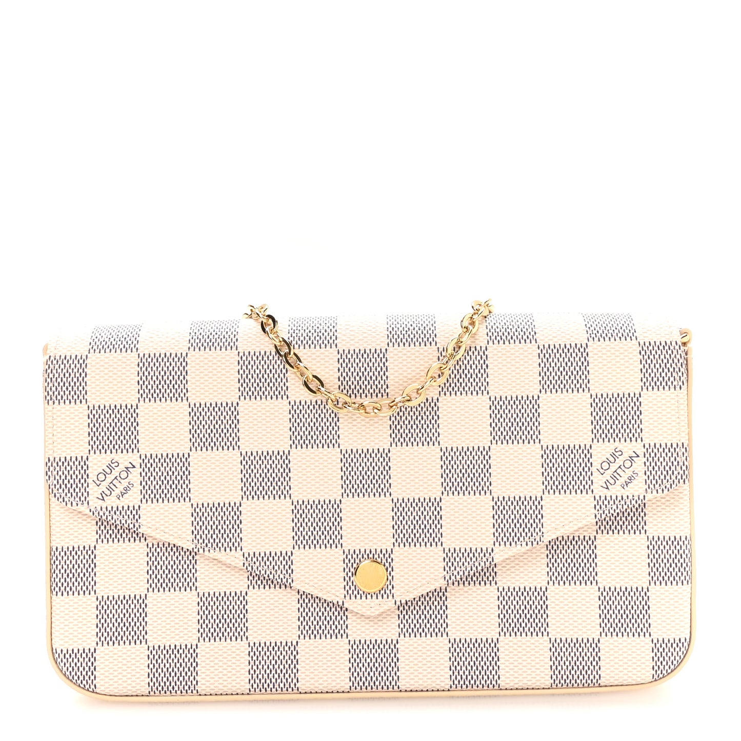 Damier Azur Pochette Felicie Chain Wallet Rose Ballerine