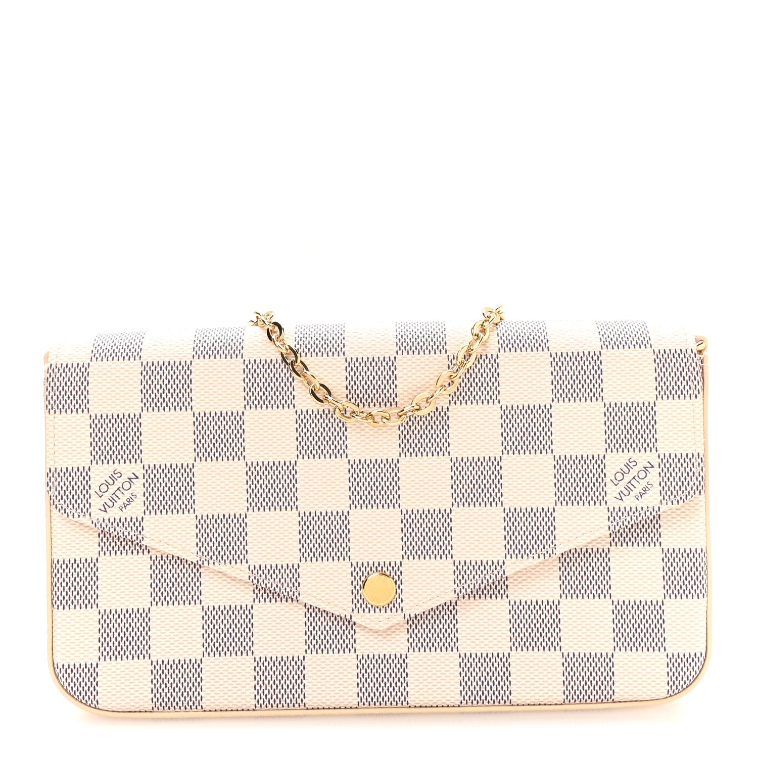 Louis Vuitton Damier Azur Pochette Felicie Chain Wallet Rose Ballerine 1 of 11