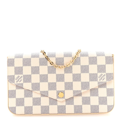 Louis Vuitton Damier Azur Pochette Felicie Chain Wallet Rose Ballerine 1 of 11