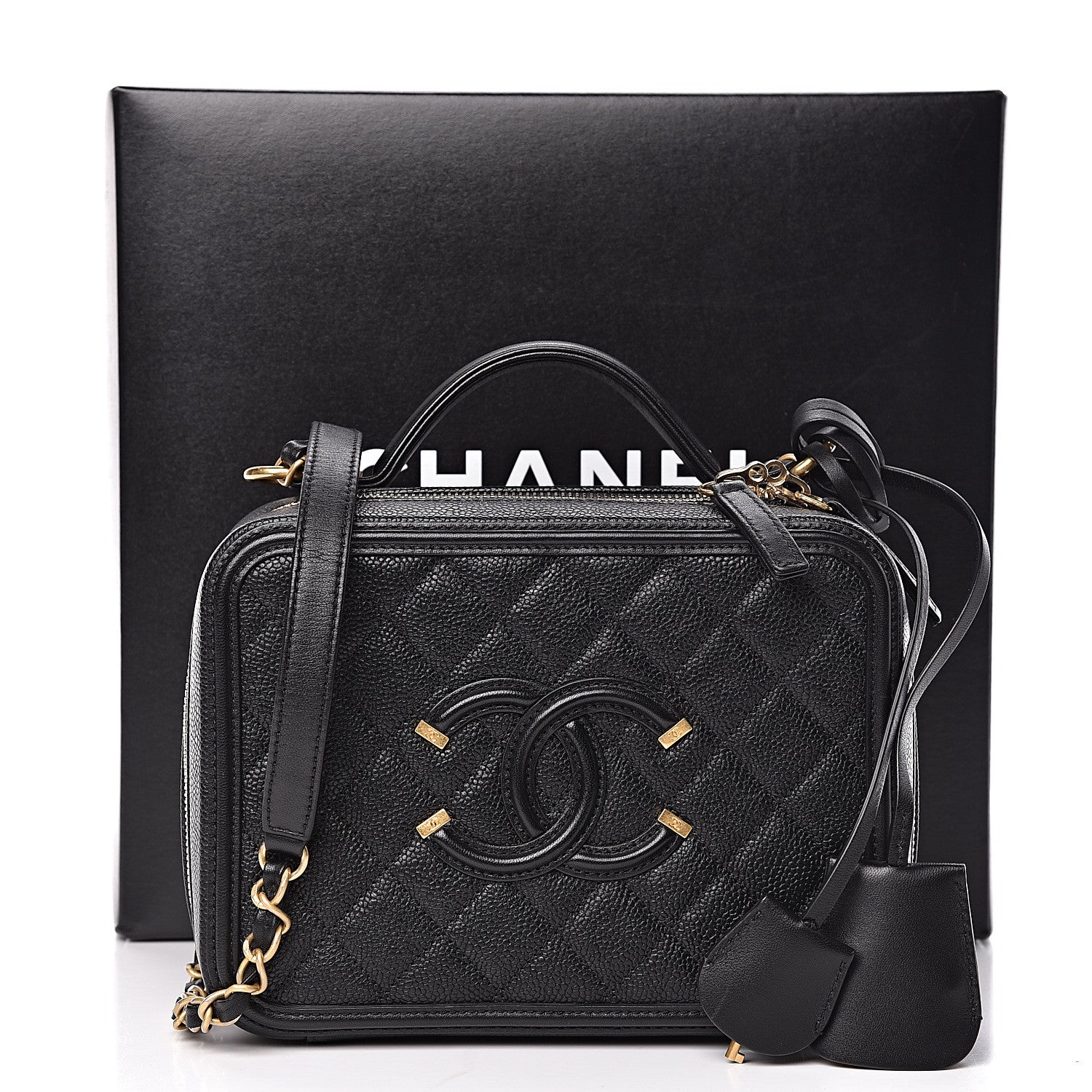 Chanel Caviar Quilted Medium CC Filigree Vanity Case Black 12 of 12