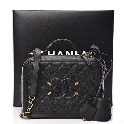 Chanel Caviar Quilted Medium CC Filigree Vanity Case Black 12 of 12