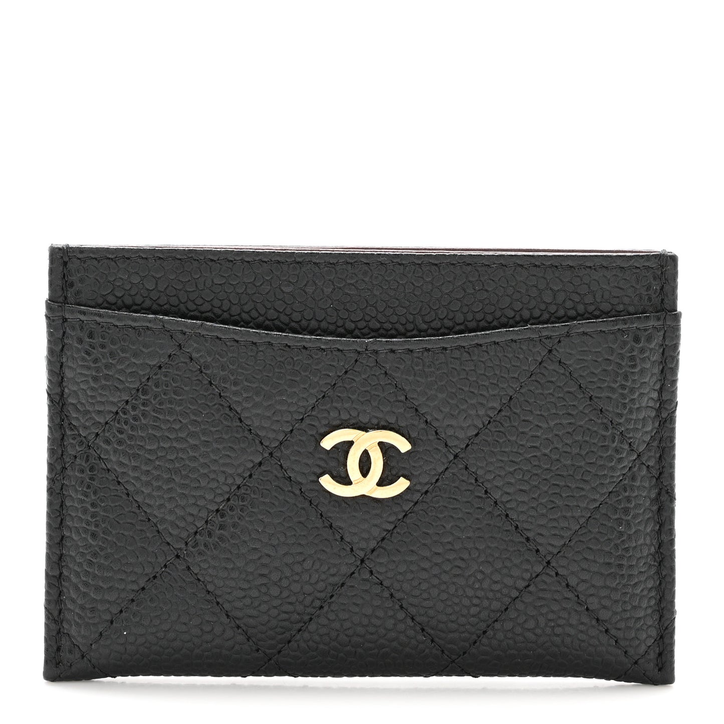 Caviar Quilted Card Holder Black