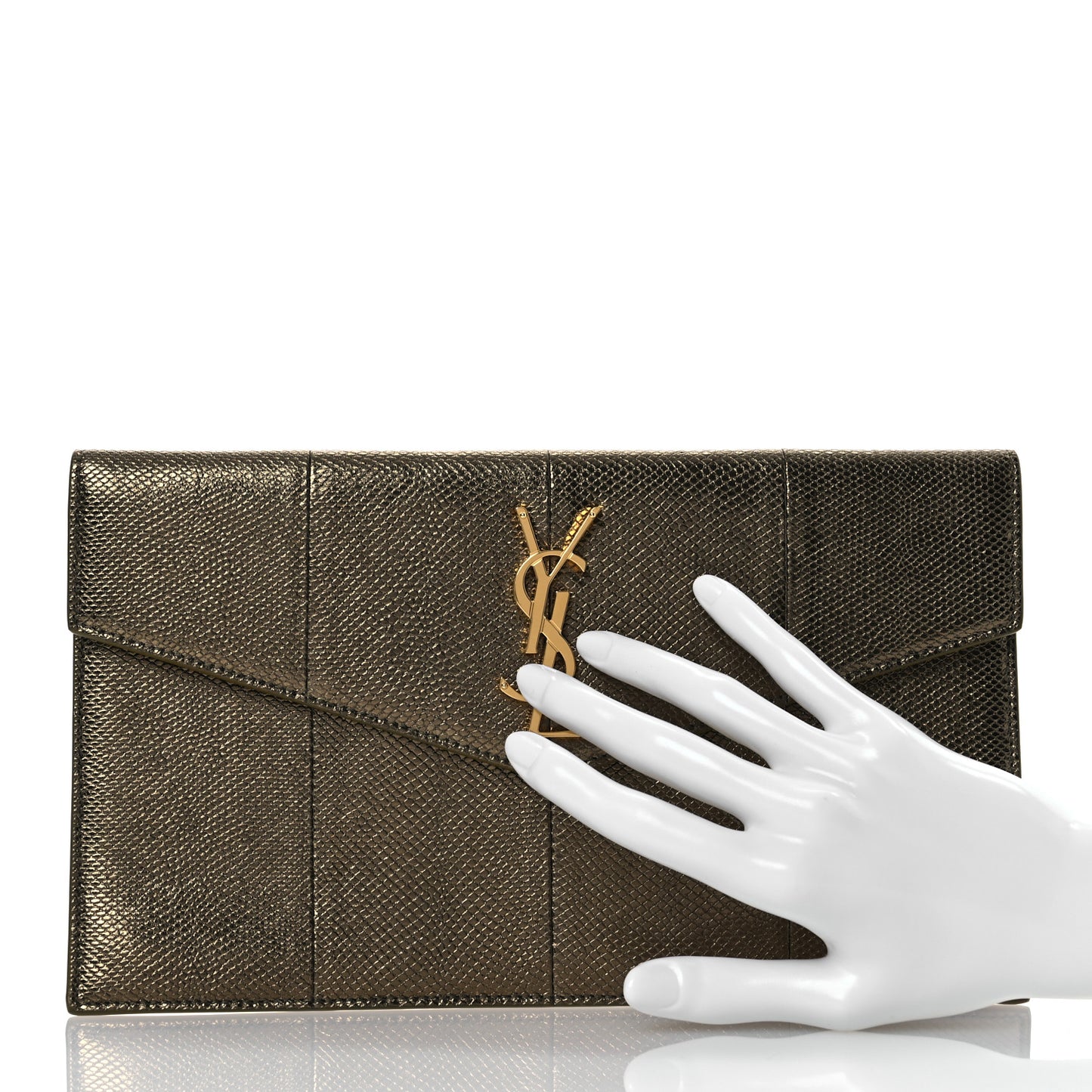 Metallic Karung Uptown Monogram Pouch  Gold Military