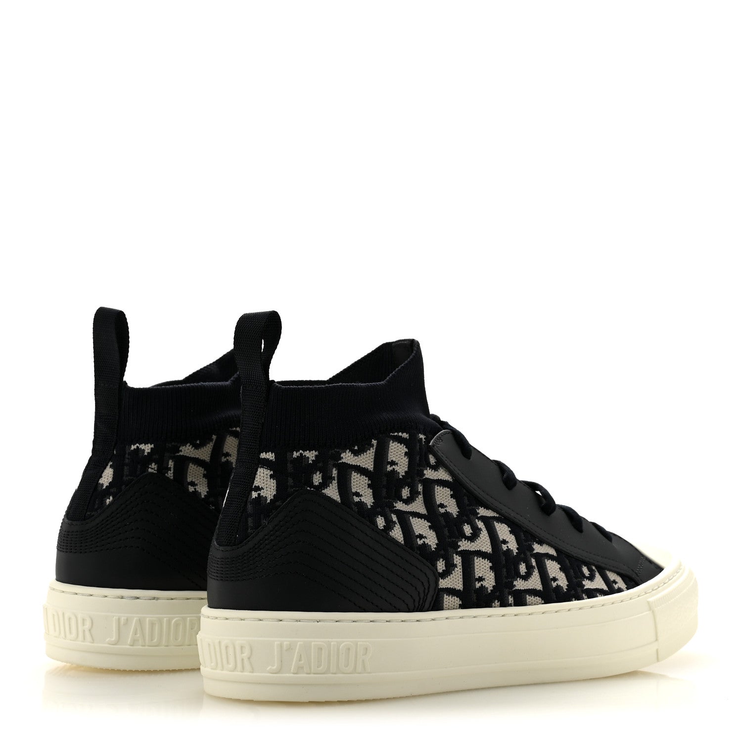 Christian Dior Technical Knit Calfskin Oblique Womens Walk'n Dior Mid Top Sneakers 41 Deep Blue 5 of 10