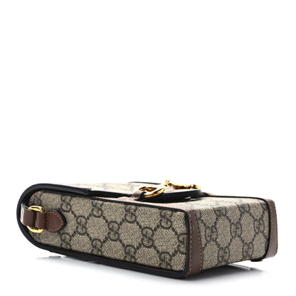 Gucci GG Supreme Monogram Mini Horsebit 1955 Crossbody Bag Beige Brown Sugar 4 of 9