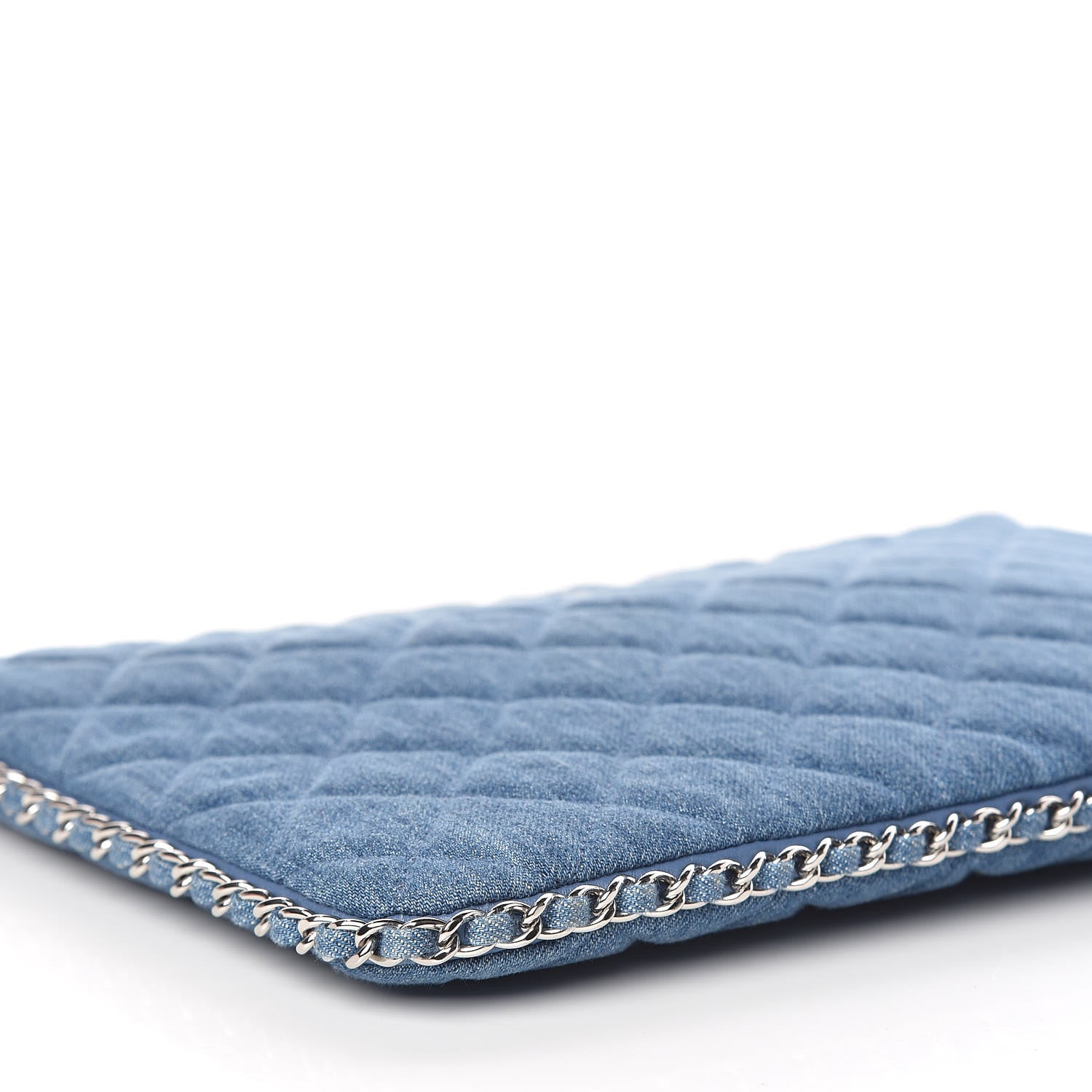Chanel Denim Chain Around Quilted Medium Cosmetic Case Blue 6 of 9