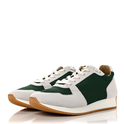 Hermes Suede Goatskin Technical Mesh Escape Sneakers 39 Vert Sapin White Black 3 of 9