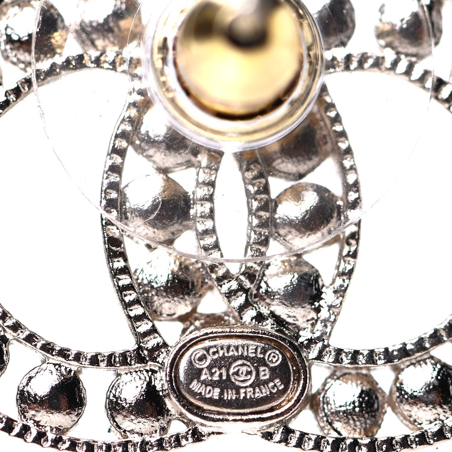 Chanel Pearl CC Earrings Light Gold 4 of 4
