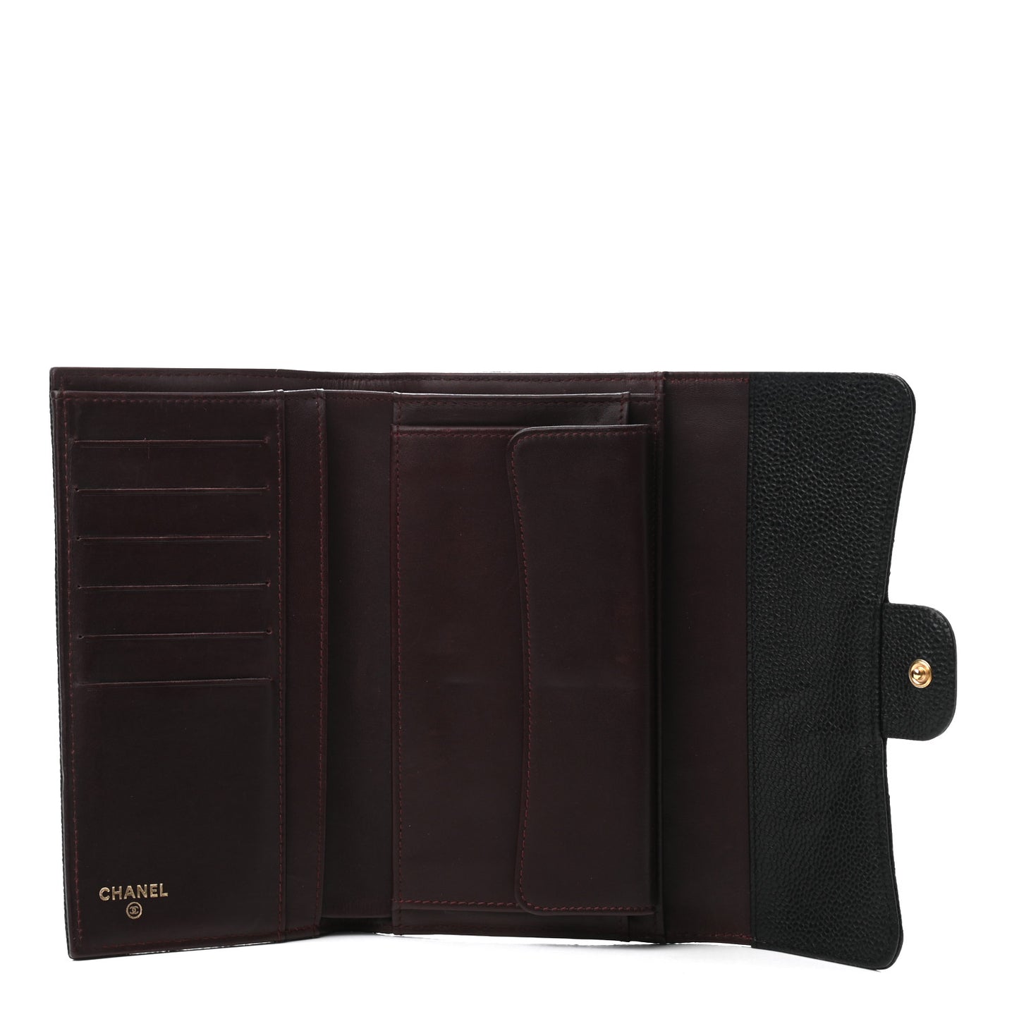 Caviar Quilted Large Flap Wallet Black