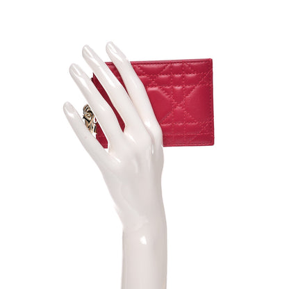 Christian Dior Lambskin Cannage Lady Dior Card Holder Pink 2 of 8