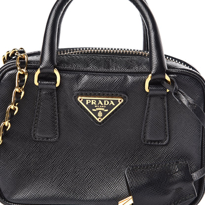 Prada Saffiano Lux Mini Top Handle Crossbody Bag Black 10 of 10