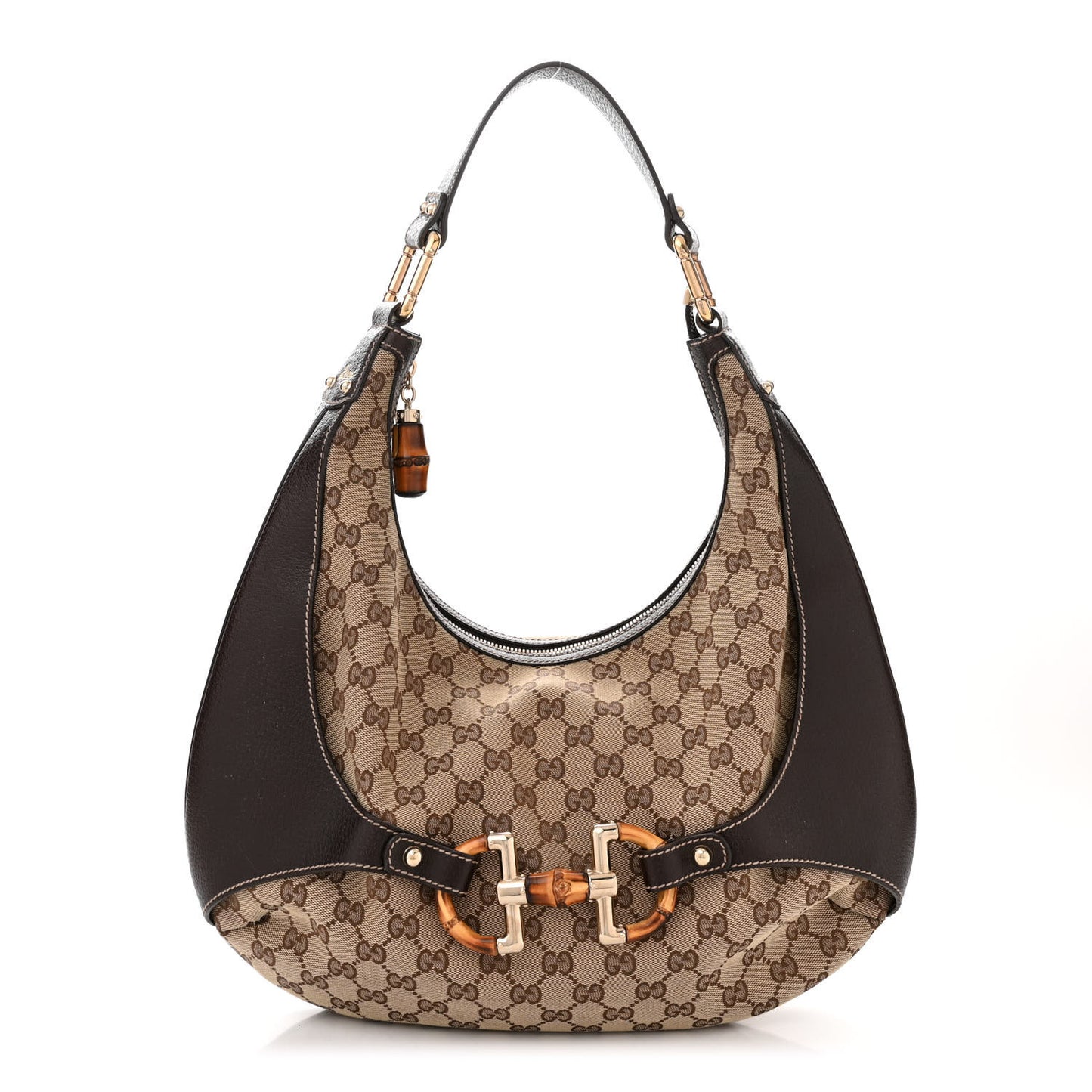 Monogram Bamboo Horsebit Hobo Dark Brown