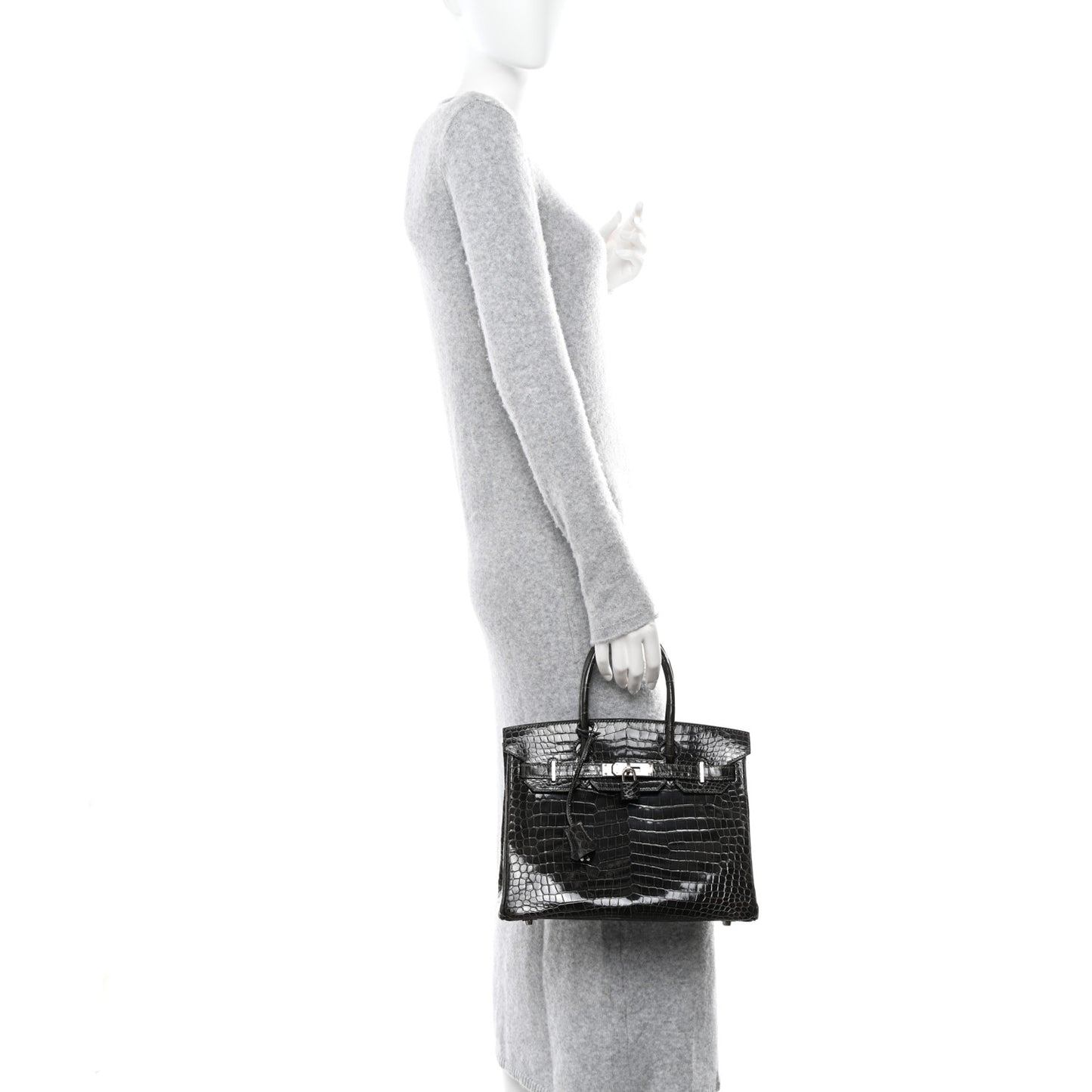 Shiny Porosus Crocodile Birkin 30 Graphite