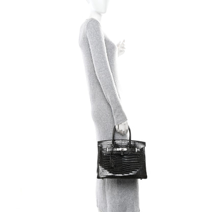 Hermes Shiny Porosus Crocodile Birkin 30 Graphite 2 of 11