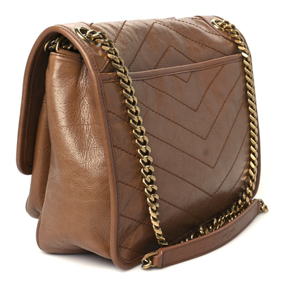 Saint Laurent Crinkled Calfskin Matelasse Monogram Medium Niki Chain Satchel Caramel 2 of 10