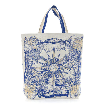 Christian Dior Canvas Print Tote Ivory Blue 1 of 12