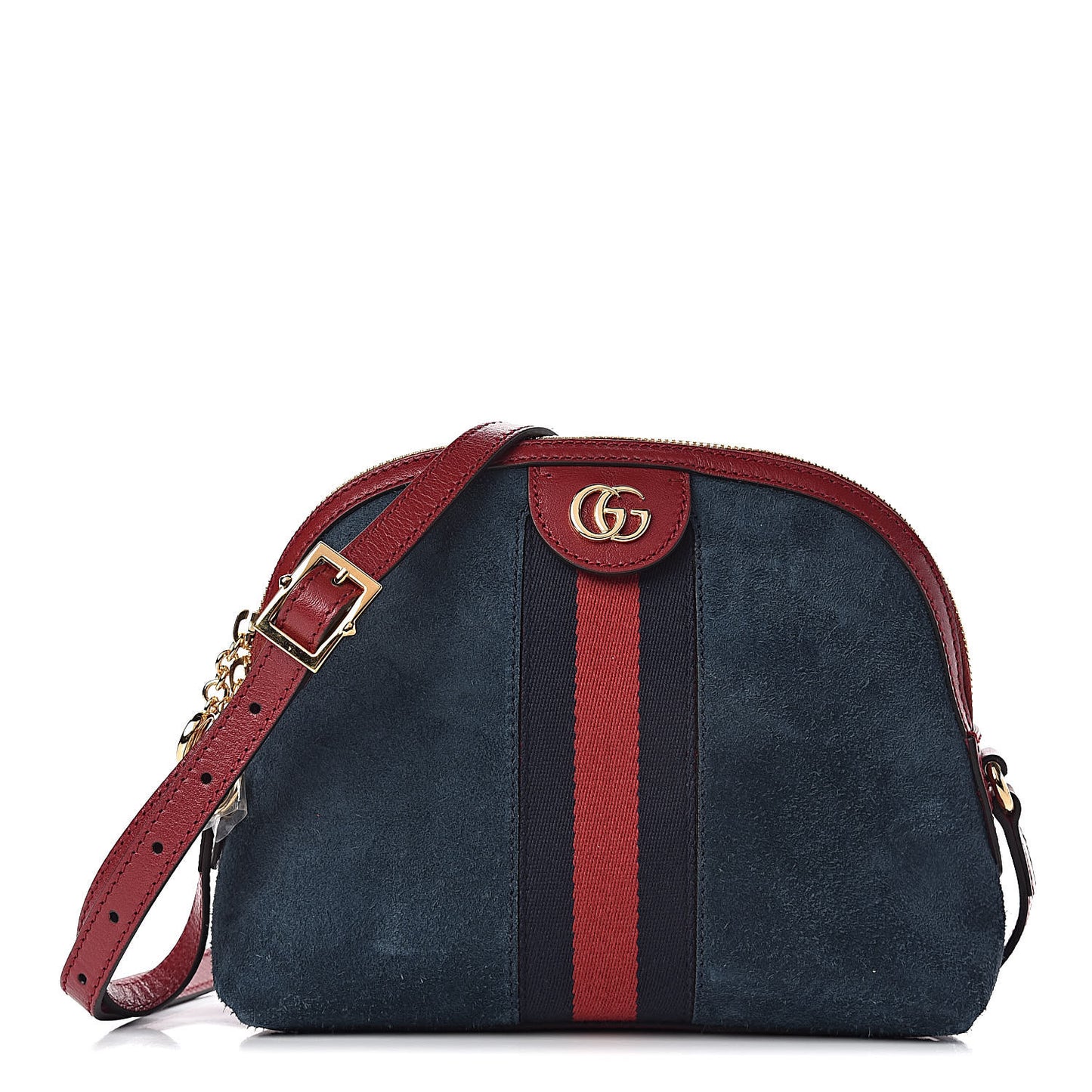 Suede Calfskin Web Small Ophidia Dome Shoulder Bag New Blue Romantic Cherry