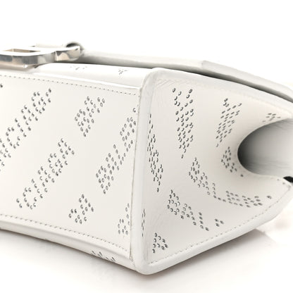 Balenciaga Smooth Calfskin Crystal Diagonal Allover Logo Hourglass Top Handle Bag XS Optic White 10 of 10