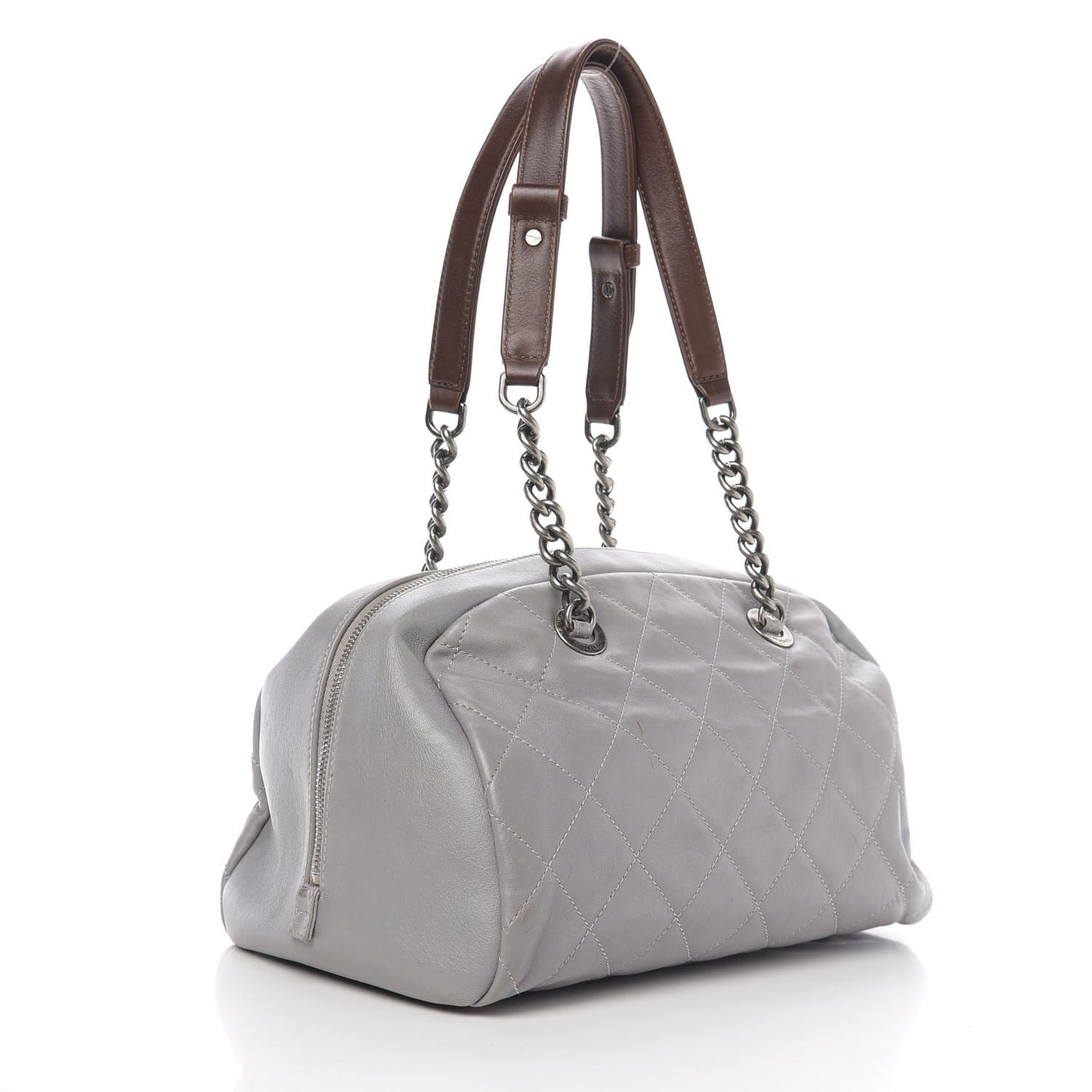 Calfskin Quilted Country Chic Bowler Grey