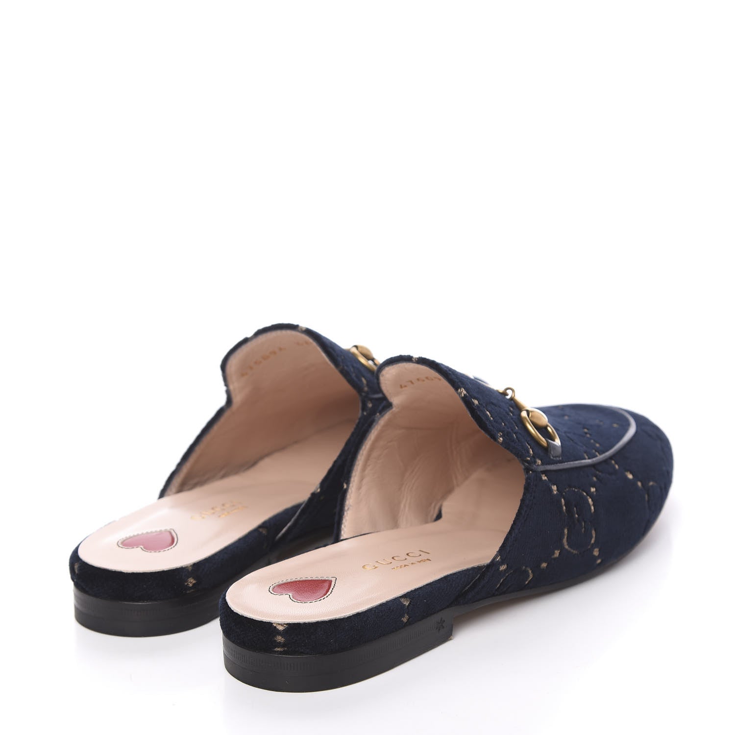 Gucci Velvet GG Monogram Womens Princetown Slippers 36 Blue Beige 4 of 11