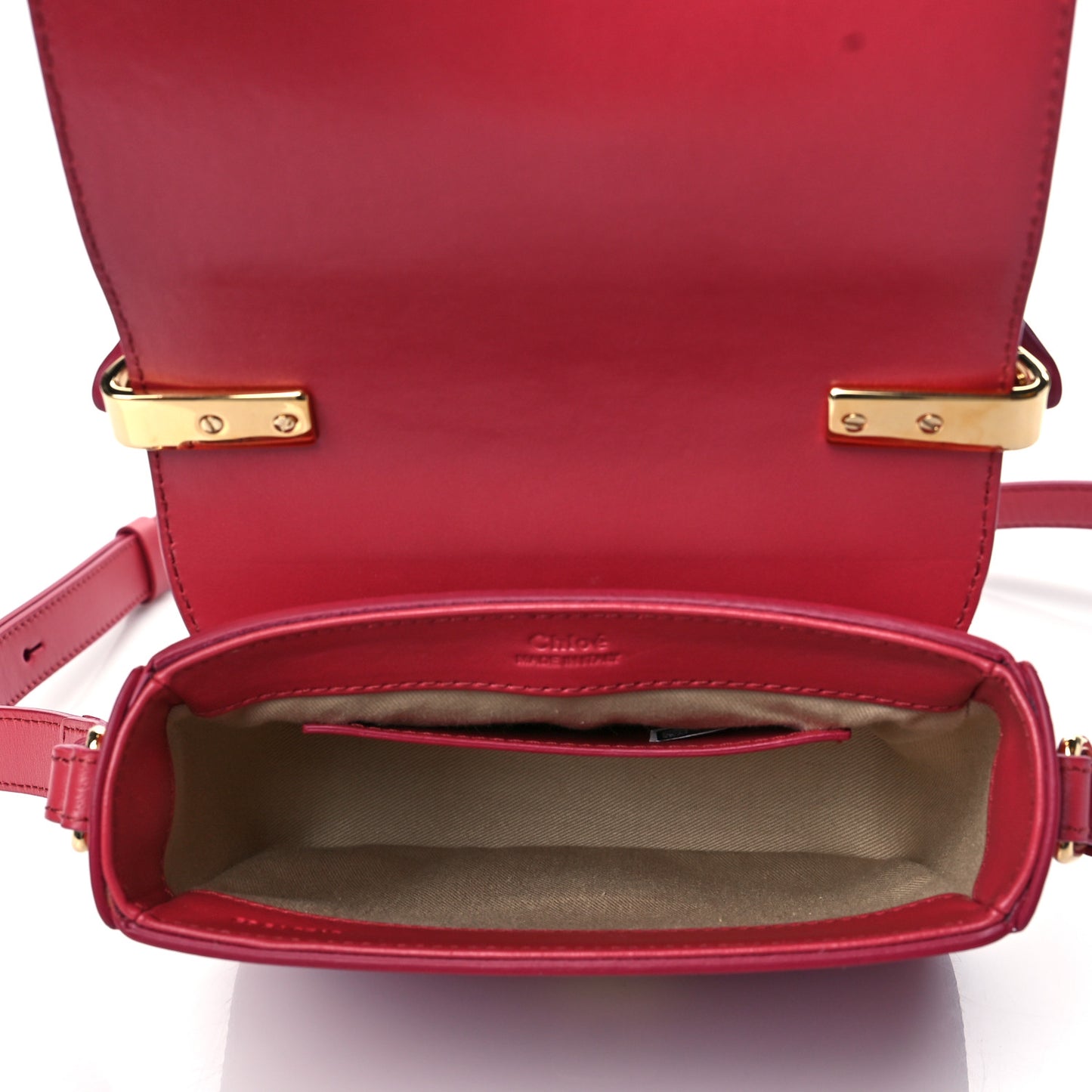 Shiny Calfskin Suede Mini C Double Carry Scarlet Pink