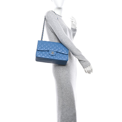 Chanel Caviar Quilted Jumbo Double Flap Blue 2 of 16