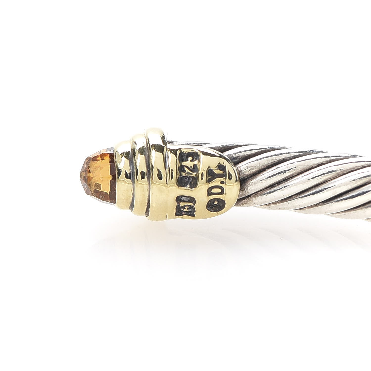 David Yurman Sterling Silver 18K Yellow Gold Citrine 4mm Cable Classics Bracelet 4 of 5