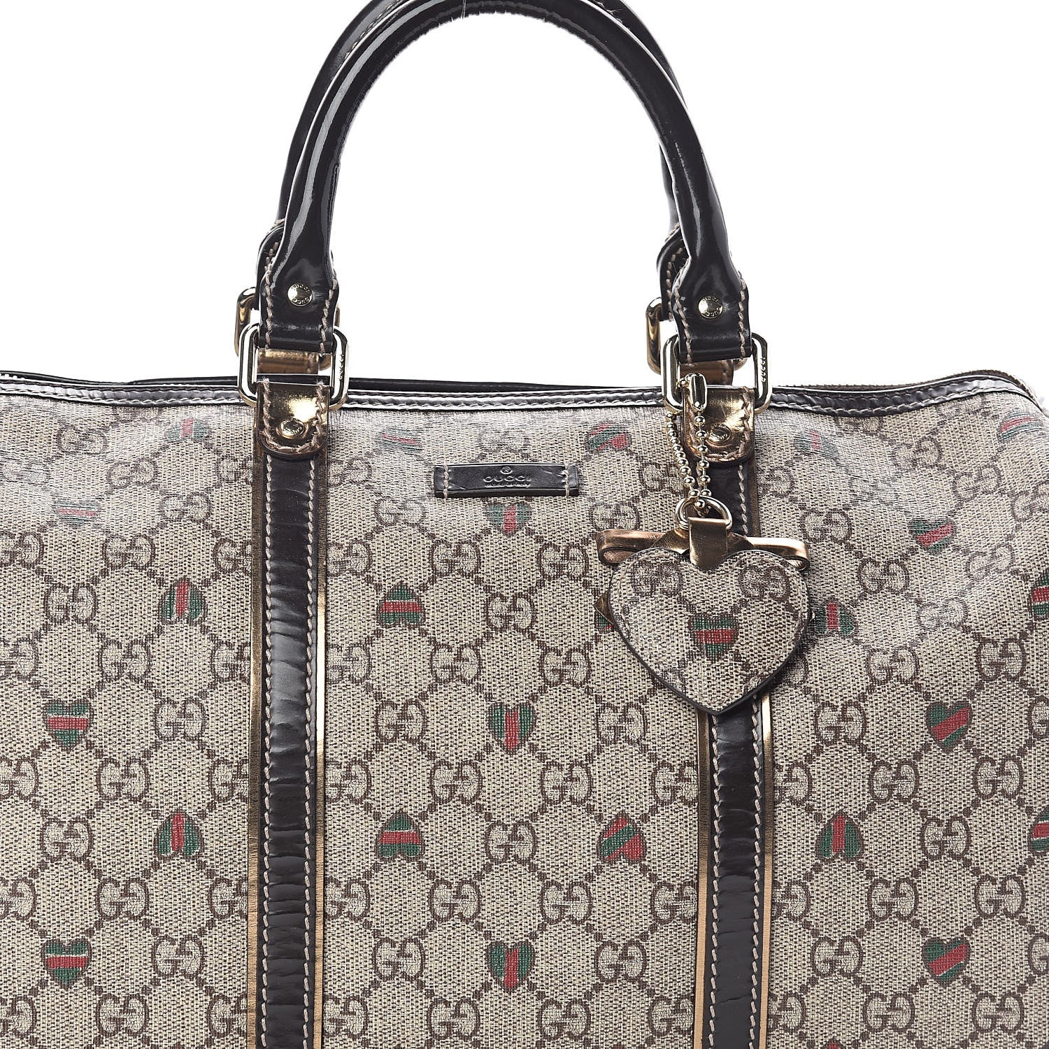 Gucci GG Plus Monogram Hearts Medium Joy Boston Dark Brown 8 of 10