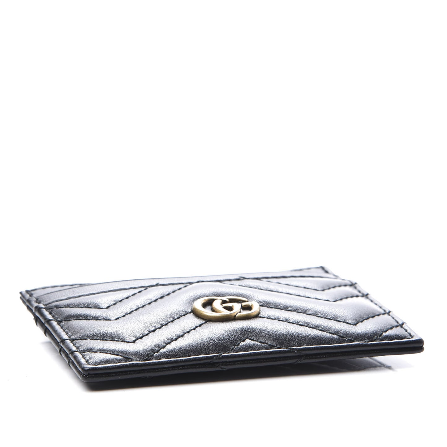 Calfskin Matelasse GG Marmont Card Holder Black