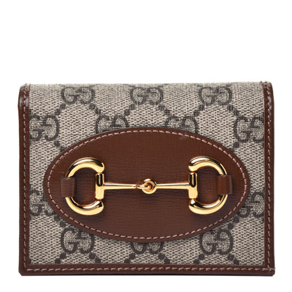 Gucci GG Supreme Monogram Horsebit 1955 Card Case Wallet Beige Ebony Brown Sugar 1 of 7
