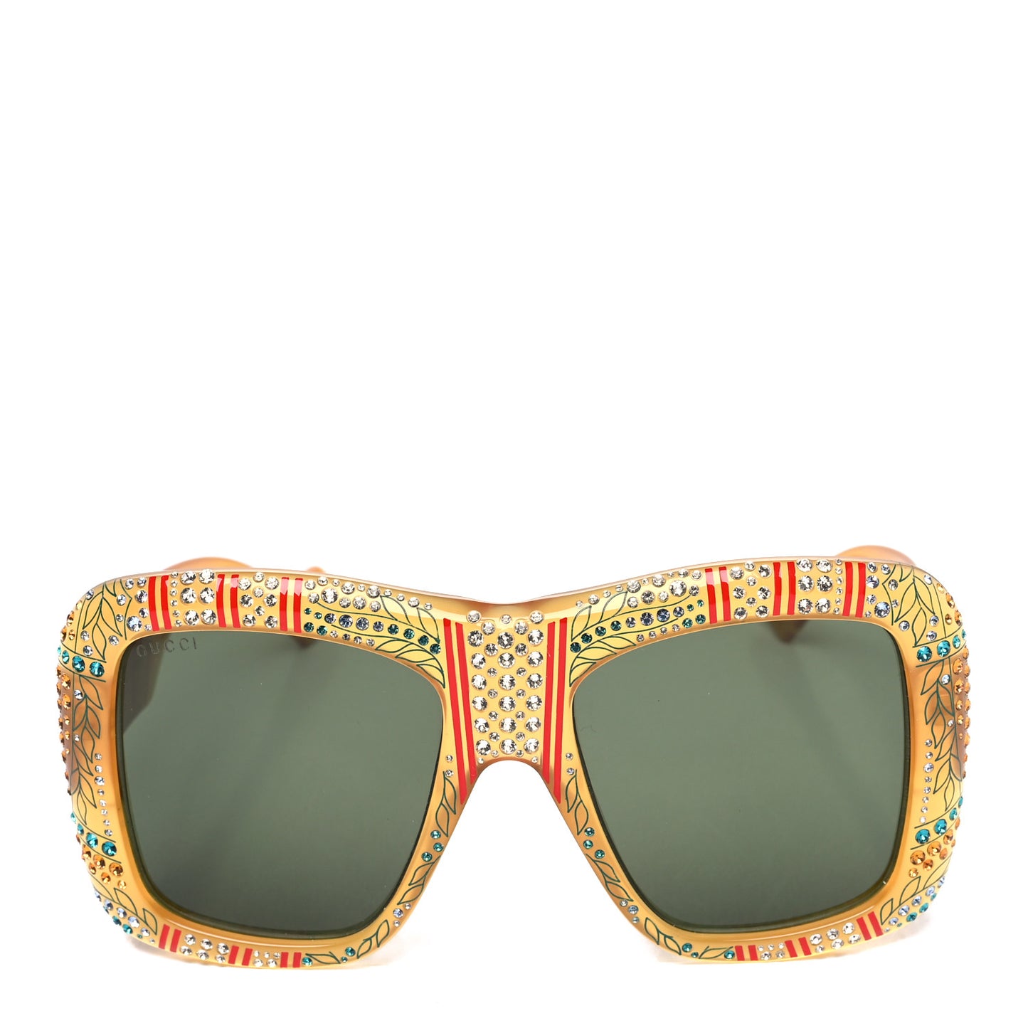 Acetate Crystal Square Frame Sunglasses GG0498S Yellow