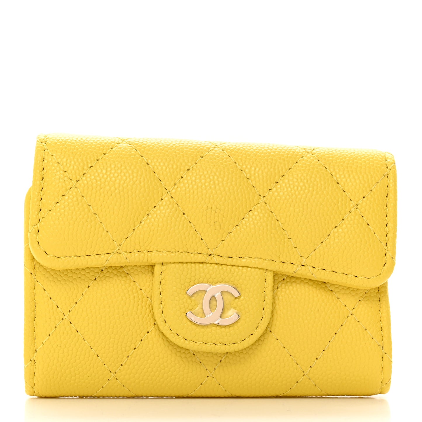 Caviar Quilted Classic 4 Key Holder Wallet Yellow
