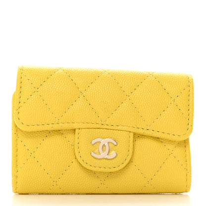 Chanel Caviar Quilted Classic 4 Key Holder Wallet Yellow 1 of 9