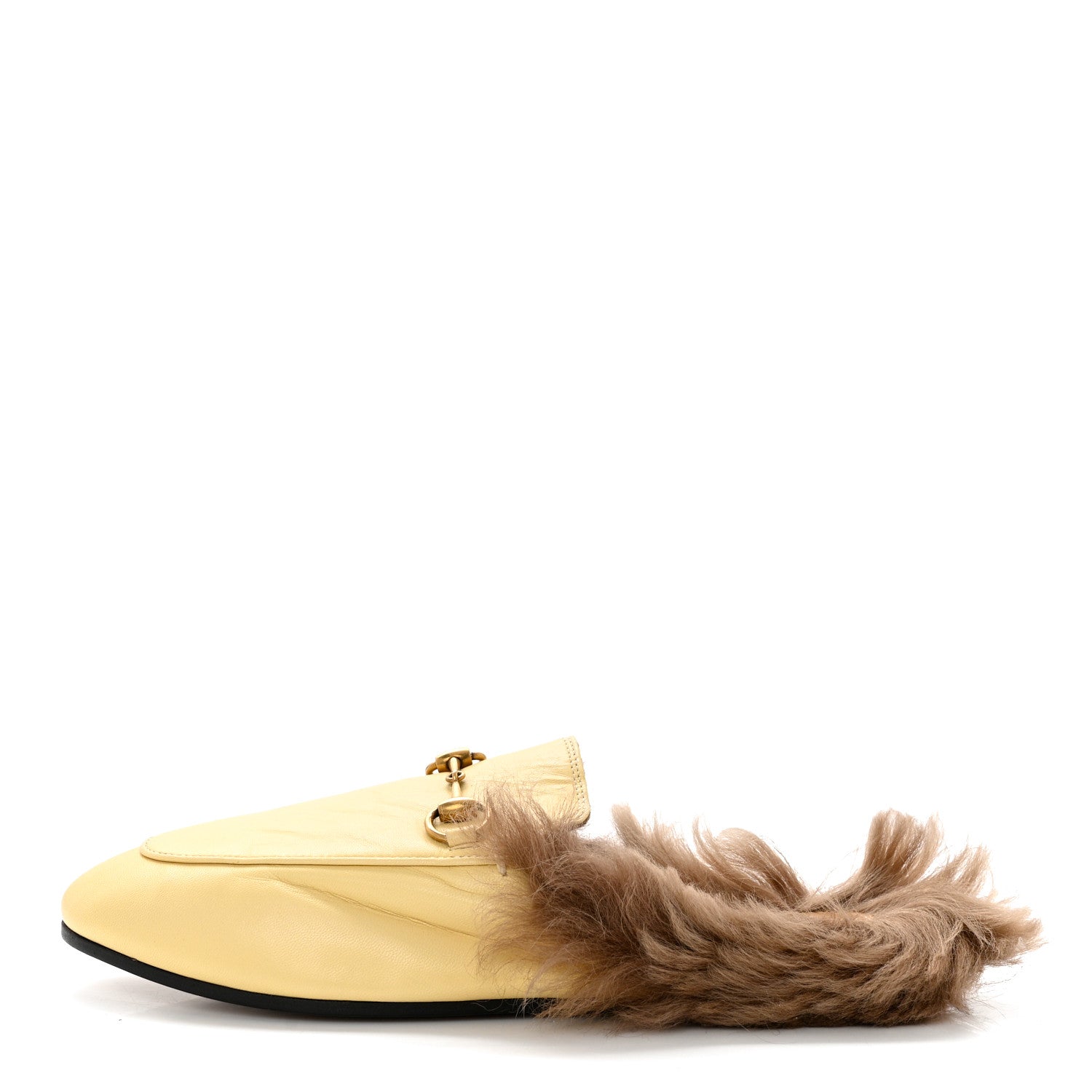 Gucci Malaga Kid Fur Womens Princetown Slippers 36.5 Burro 1 of 9