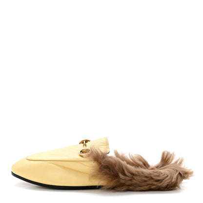 Gucci Malaga Kid Fur Womens Princetown Slippers 36.5 Burro 1 of 9