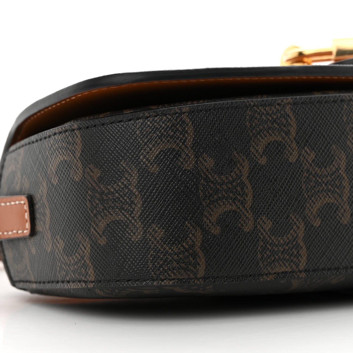Celine Triomphe Canvas Calfskin Tabou Clutch on Strap Tan 9 of 11