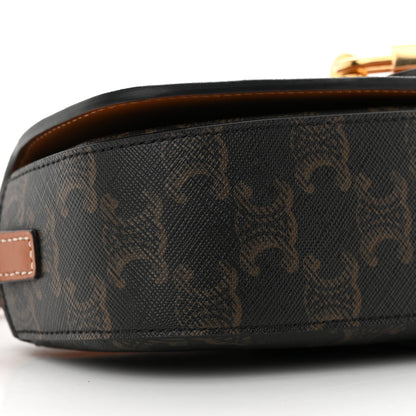 Celine Triomphe Canvas Calfskin Tabou Clutch on Strap Tan 9 of 11